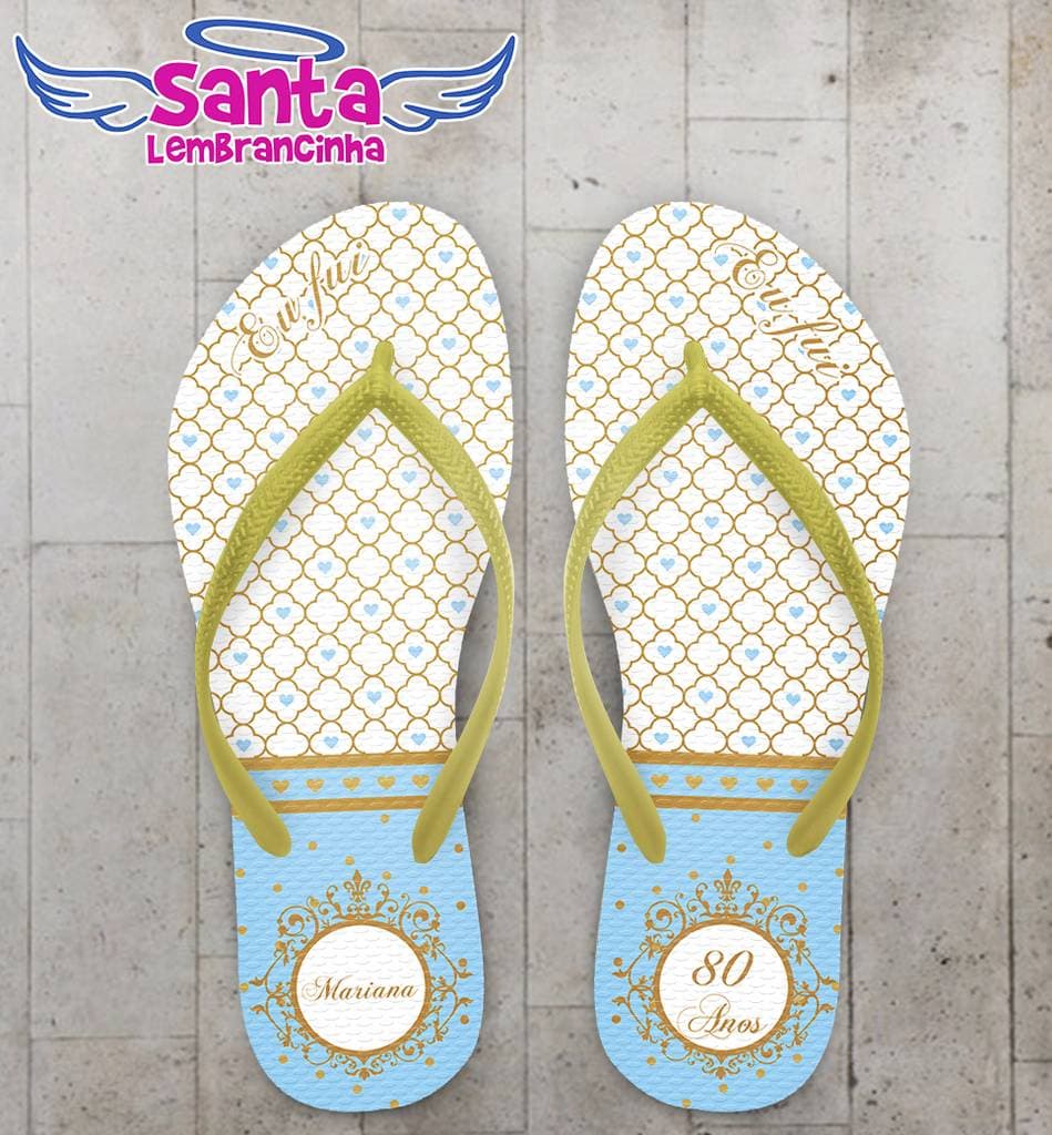 Chinelo Aniversário 80 Anos Personalizado - COD 2320