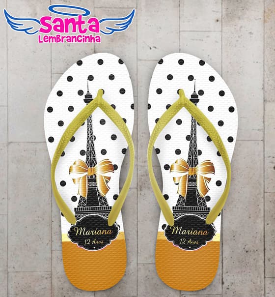 Chinelo Paris Dourado Personalizado - COD 2957