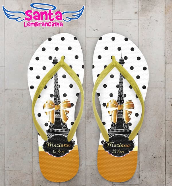 Chinelo Paris Dourado Personalizado - COD 2957