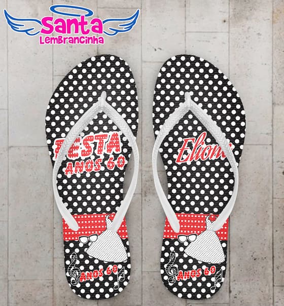Chinelo Anos 60 Preto Personalizado - COD 2959