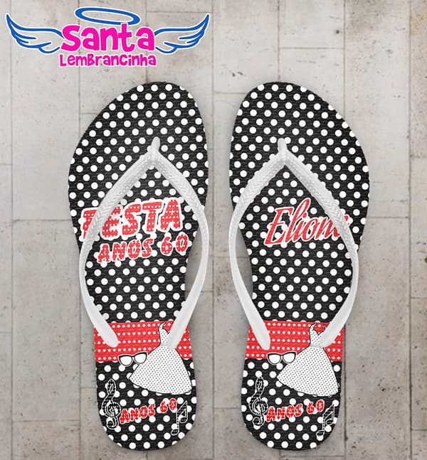 Chinelo Anos 60 Preto Personalizado - COD 2959