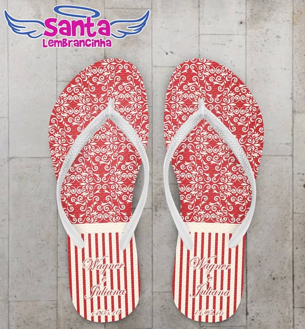 Chinelo Casamento Personalizado, Vermelho - COD 2262
