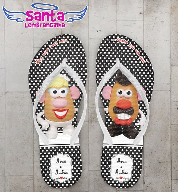 Chinelo Casamento Personalizado, Cabeça de Batata - COD 2340