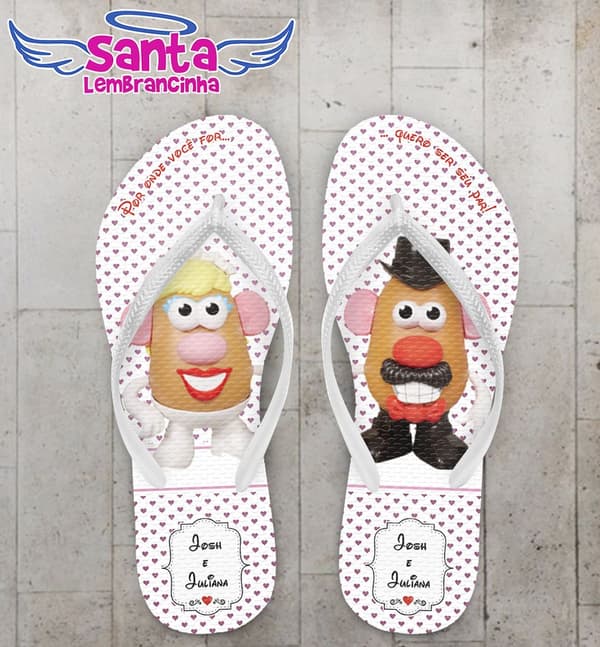 Chinelo Casamento Cabeça de Batata Personalizado - COD 2341