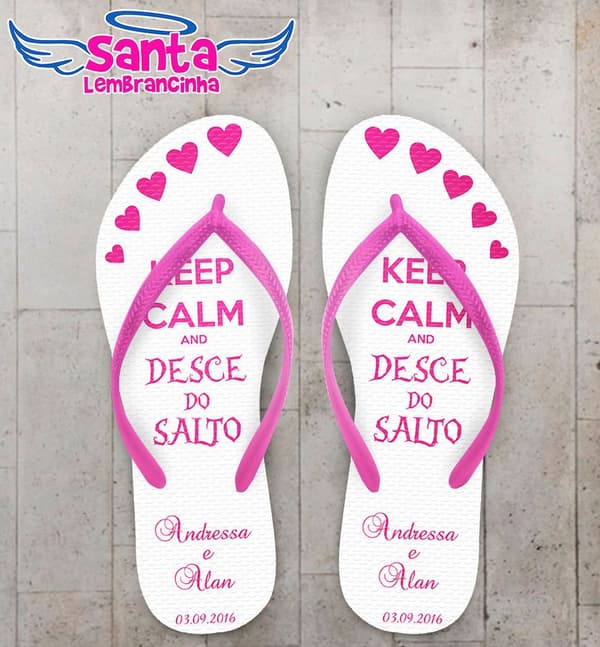 Chinelo Casamento Keep Calm Personalizado - COD 2856
