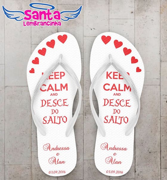Chinelo Casamento Personalizado, Keep Calm - COD 2855