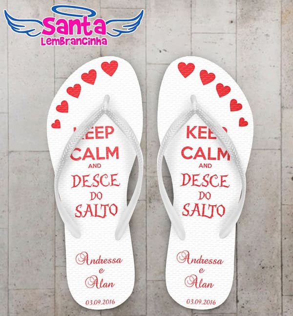 Chinelo Casamento Personalizado, Keep Calm - COD 2855