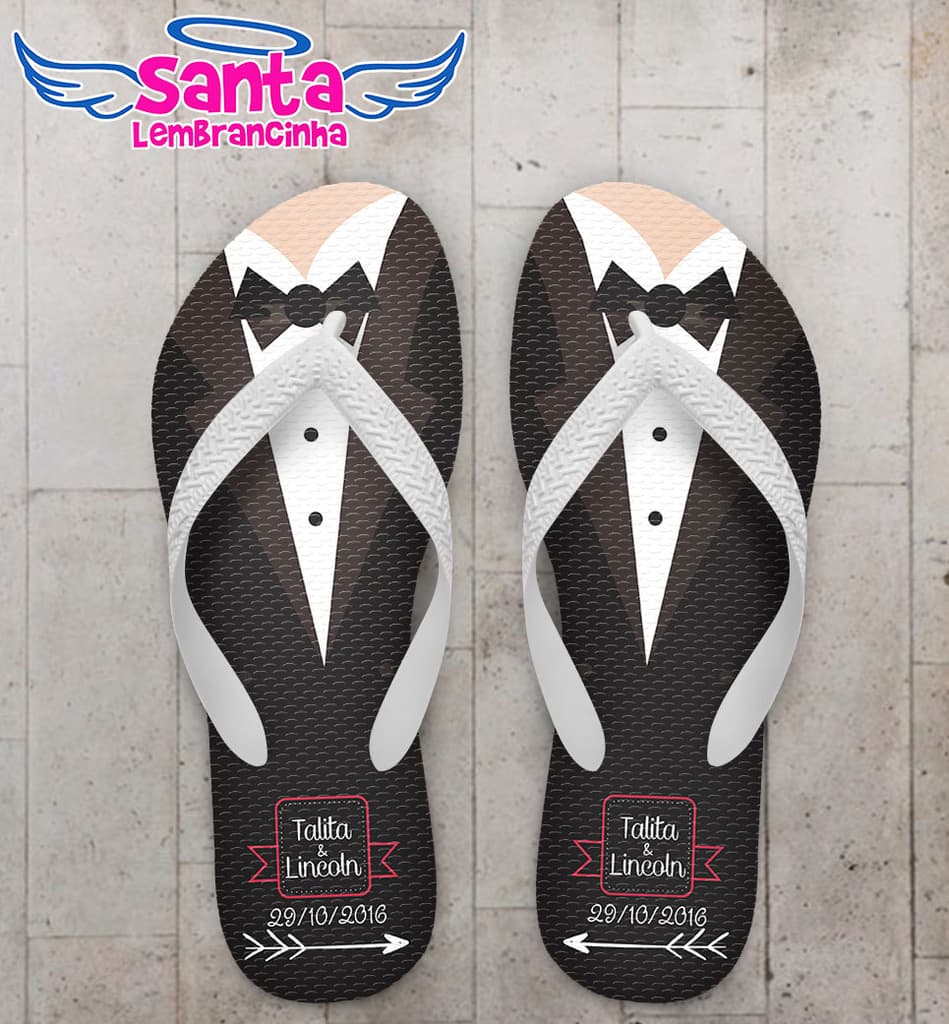 Chinelo Casamento Noivo Personalizado, Terno - COD 2965