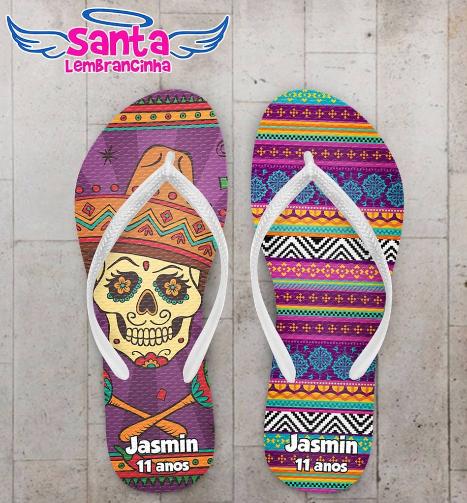 Chinelo Personalizado Caveira Mexicana - COD 1857