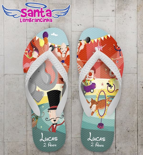 Chinelo Aniversário Personalizado, Tema Circo - COD 2183