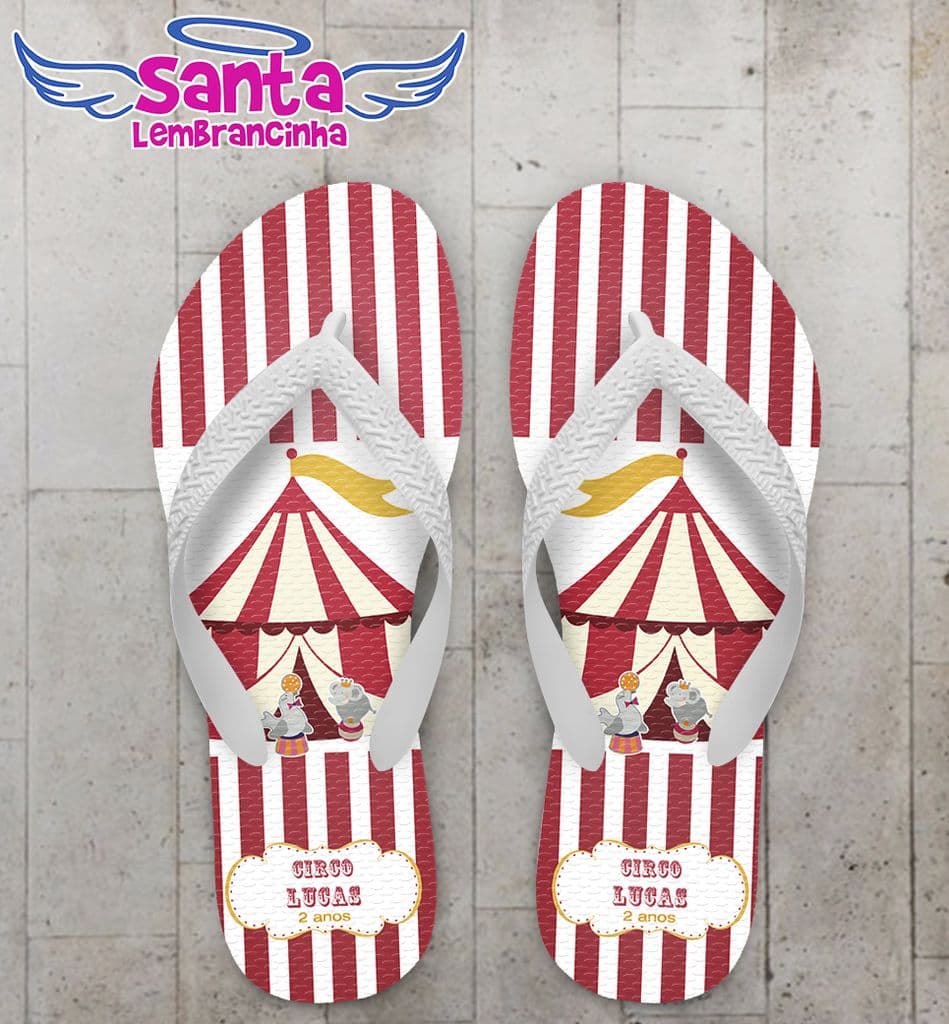 Chinelo Aniversário Infantil Personalizado, Tema Circo - COD 2184