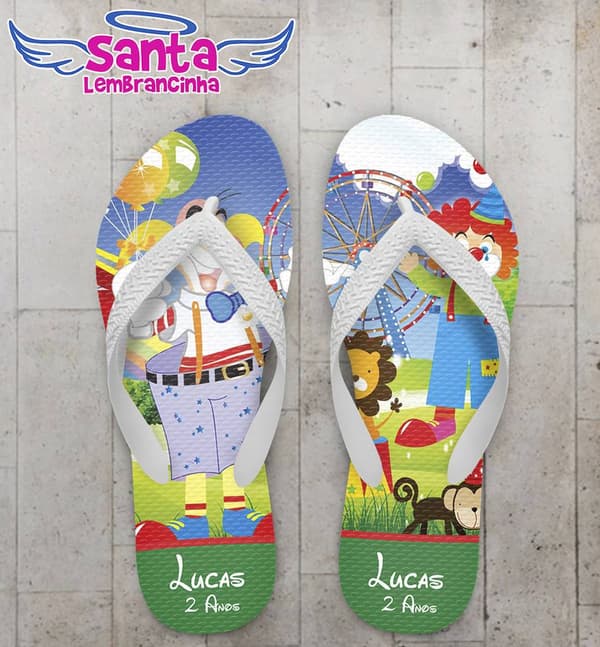 Chinelo Festa Infantil Personalizado, Tema Circo - COD 2185