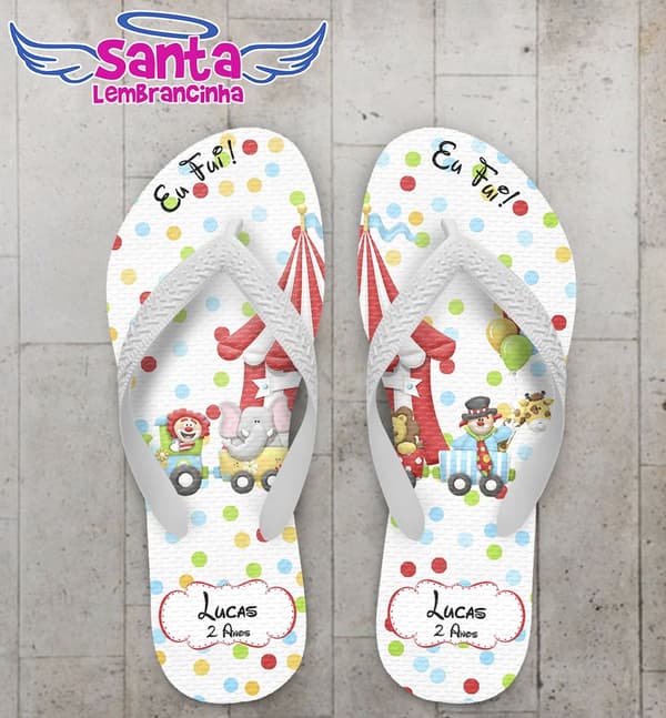 Chinelo Aniversário Tema Circo Personalizado - COD 2188
