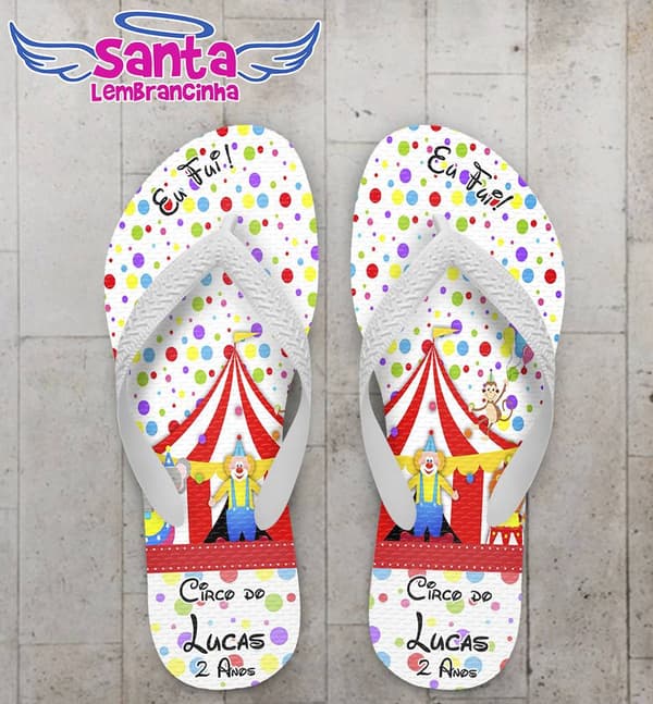 Chinelo Infantil Tema Circo Personalizado - COD 2189