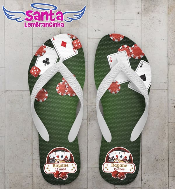 Chinelo 15 Anos Personalizado, Cassino - COD 2296