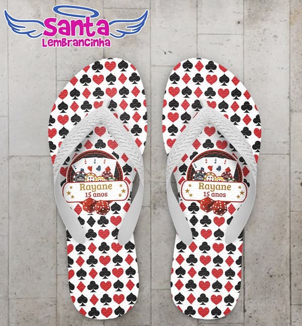 Chinelo 15 Anos Debutante Personalizado, Cassino - COD 2298