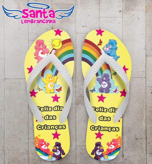 Chinelo Dia das Crianças Personalizado, Ursinhos Carinhosos - COD 2925