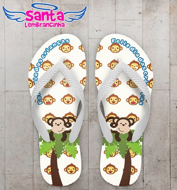 Chinelo Dia das Crianças Personalizado, Macacos - COD 2929
