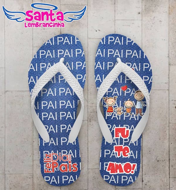 Chinelo Dia dos Pais Personalizado, Feliz dia dos Pais Azul - COD 2869