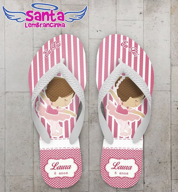 Chinelo Festa Infantil Bailarina Personalizado - COD 2310