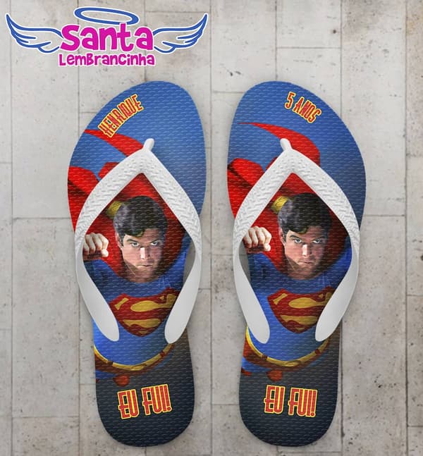 Chinelo Festa Infantil Super-Homem Personalizado - COD 2313