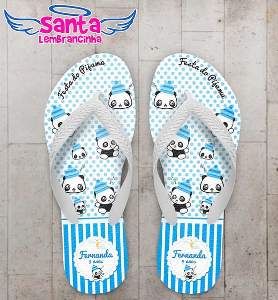 Chinelo Infantil Festa do Pijama, Panda Azul - COD 2953