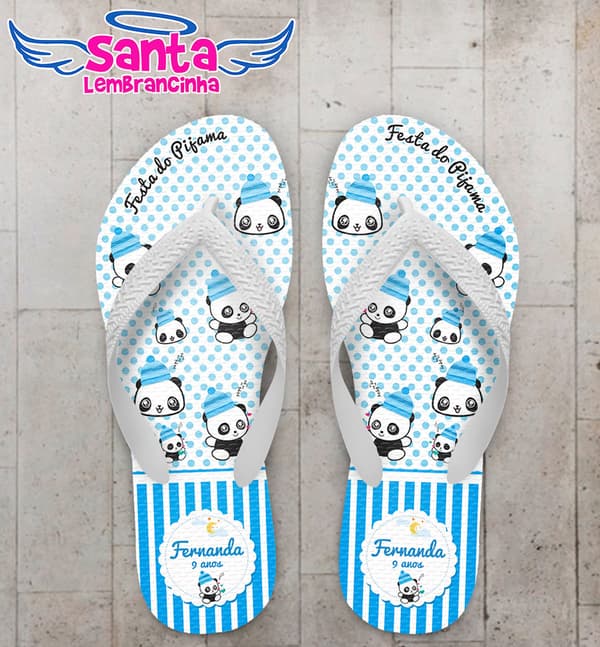 Chinelo Infantil Festa do Pijama, Panda Azul - COD 2953