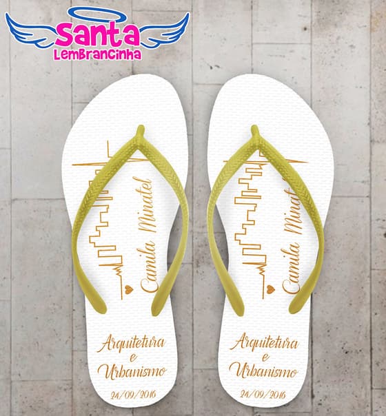 Chinelo Personalizado Formatura Arquitetura Dourado - COD 3001