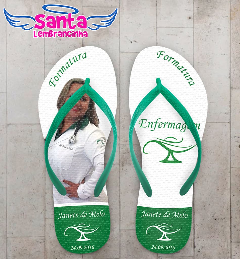 Chinelo Formatura Enfermagem Verde Personalizado - COD 2979