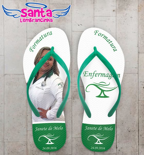 Chinelo Formatura Enfermagem Verde Personalizado - COD 2979