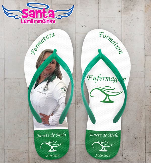 Chinelo Formatura Enfermagem Verde Personalizado - COD 2979