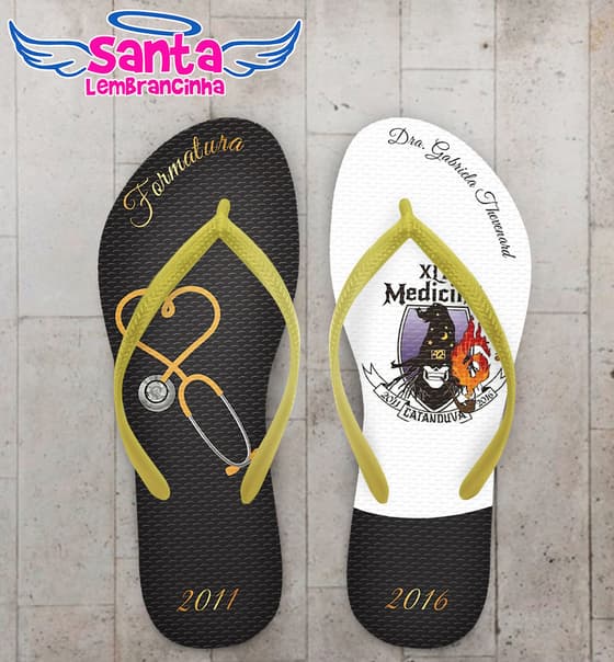Chinelo Personalizado Formatura Medicina Preto - COD 3003