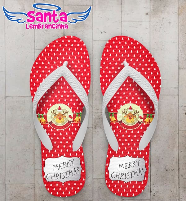 Chinelo Natal Vermelho Personalizado - COD 3034