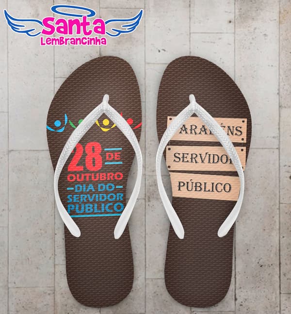 Chinelo Dia do Funcionário Público Personalizado, Marrom - COD 2946