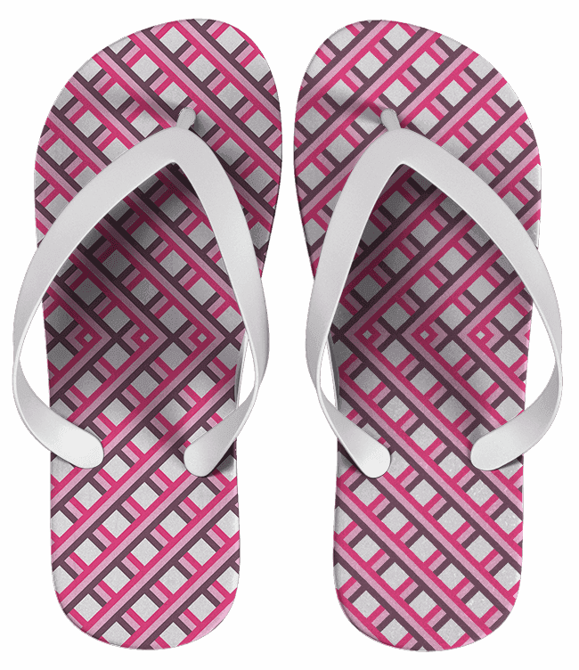 Chinelo Feminino Forma Geométrica Rosa e Azul, Personalizado - COD 1376