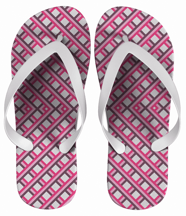 Chinelo Feminino Forma Geométrica Rosa e Azul, Personalizado - COD 1376