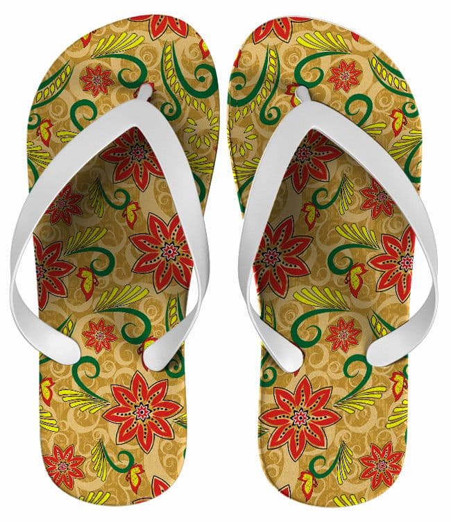 Chinelo Feminino Floral Amarelo - COD 1545