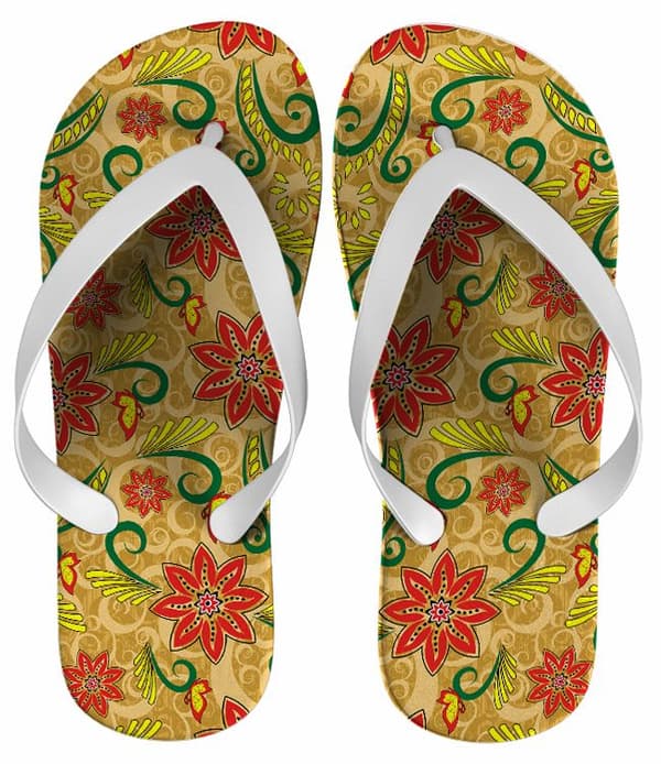 Chinelo Feminino Floral Amarelo - COD 1545