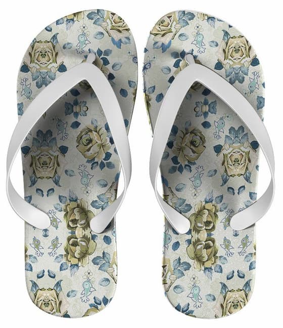 Chinelo Feminino Estampa Flores Personalizado - COD 1546