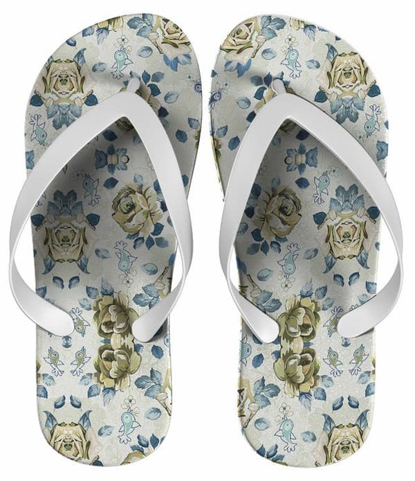 Chinelo Feminino Estampa Flores Personalizado - COD 1546