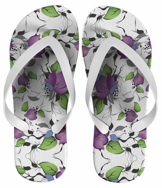 Chinelo Personalizado Estampa Floral Roxa - COD 1548