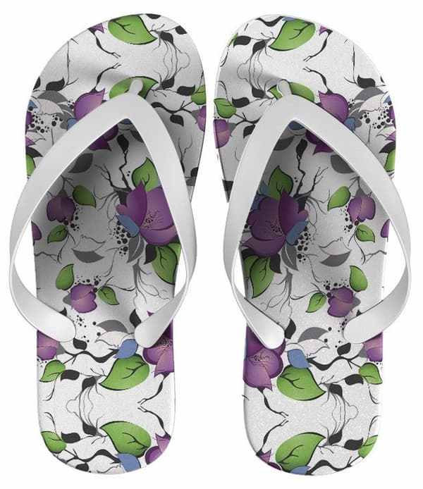 Chinelo Personalizado Estampa Floral Roxa - COD 1548
