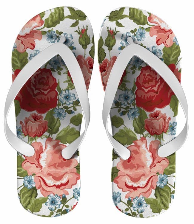 Chinelo Personalizado Estampa Floral Vermelha - COD 1549