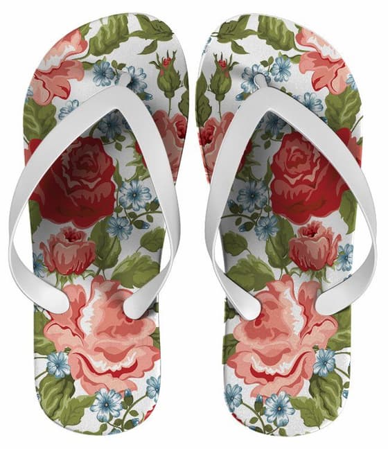 Chinelo Personalizado Estampa Floral Vermelha - COD 1549
