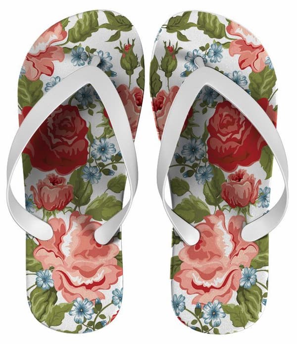 Chinelo Personalizado Estampa Floral Vermelha - COD 1549