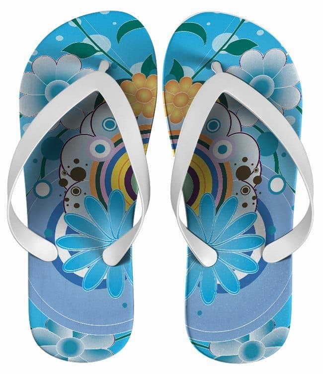 Chinelo Personalizado Estampa Floral Azul - COD 1550