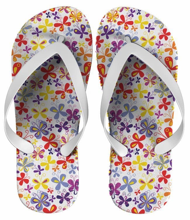Chinelo Personalizado Estampa Borboletas Colorida - COD 1551