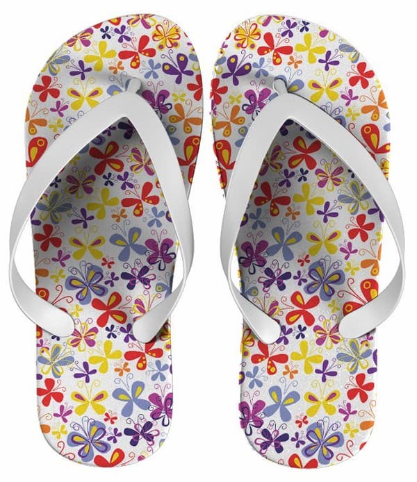 Chinelo Personalizado Estampa Borboletas Colorida - COD 1551