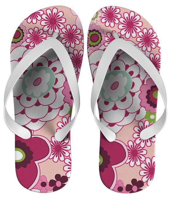 Chinelo Feminino Estampado Floral Rosa - COD 1425