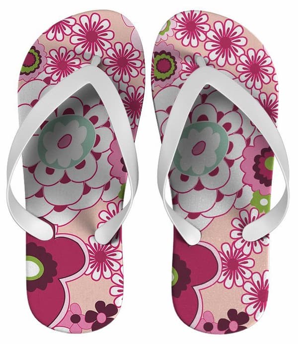 Chinelo Feminino Estampado Floral Rosa - COD 1425
